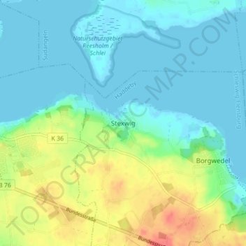 Mappa topografica Stexwig, altitudine, rilievo