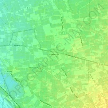 Mappa topografica Les Vignères, altitudine, rilievo