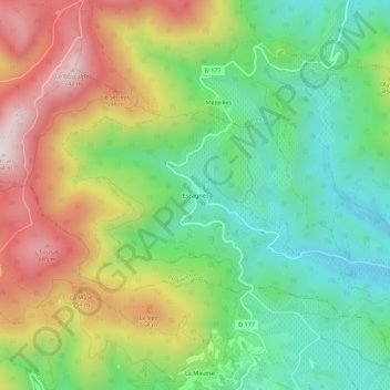 Mappa topografica Escagnès, altitudine, rilievo