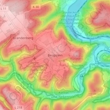Mappa topografica Bergstein, altitudine, rilievo