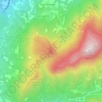 Mappa topografica Saint-Jaume, altitudine, rilievo