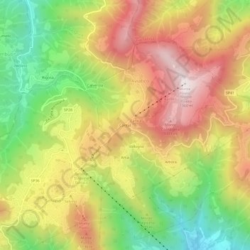 Mappa topografica Cantul, altitudine, rilievo