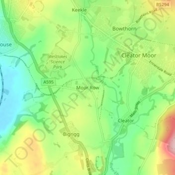 Mappa topografica Moor Row, altitudine, rilievo