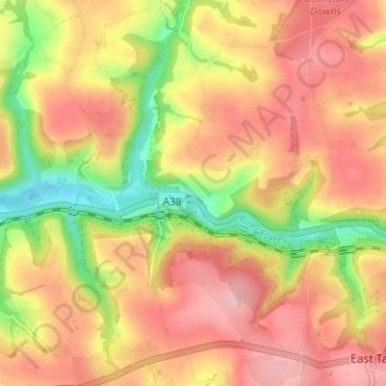 Mappa topografica Drawbridge, altitudine, rilievo