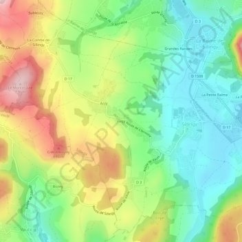 Mappa topografica Lugy, altitudine, rilievo