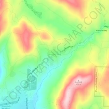 Mappa topografica Brownsville, altitudine, rilievo