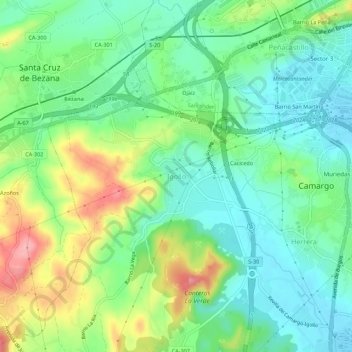 Mappa topografica Igollo, altitudine, rilievo