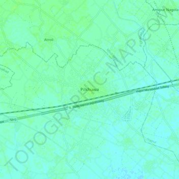 Mappa topografica Pilkhuwa, altitudine, rilievo