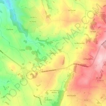 Mappa topografica Maloyre, altitudine, rilievo