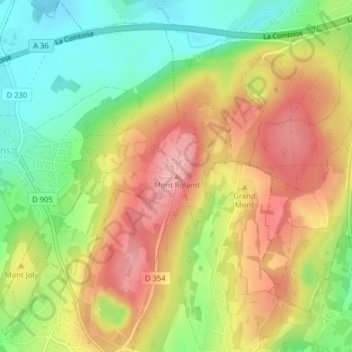 Mappa topografica Mont Roland, altitudine, rilievo