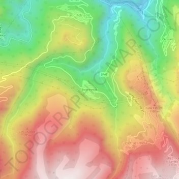 Mappa topografica Intermesoli, altitudine, rilievo