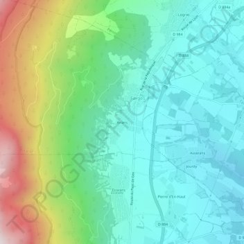 Mappa topografica Airans, altitudine, rilievo