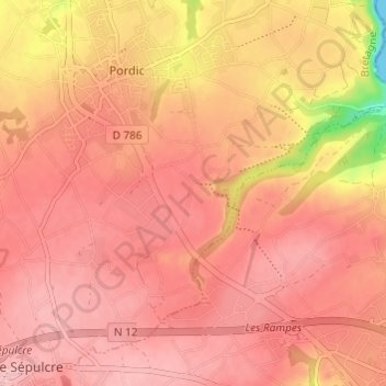 Mappa topografica Saint-Halory, altitudine, rilievo
