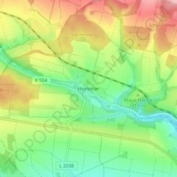Mappa topografica Horsmar, altitudine, rilievo