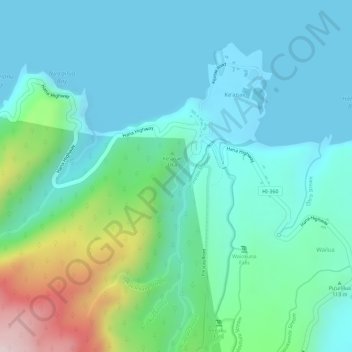Mappa topografica Ke’anae Arboretum, altitudine, rilievo
