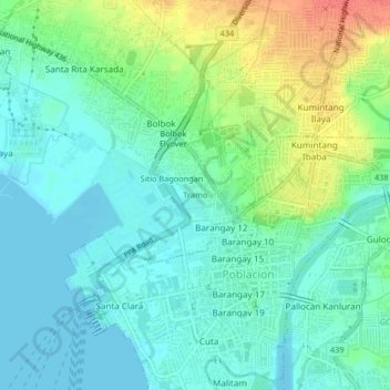 Mappa topografica Tramo, altitudine, rilievo