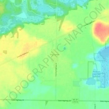 Mappa topografica Troy Center, altitudine, rilievo