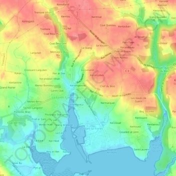 Mappa topografica Le Cranic, altitudine, rilievo