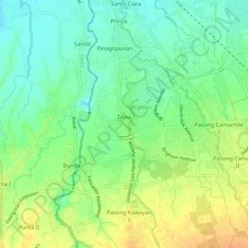 Mappa topografica Tapia, altitudine, rilievo
