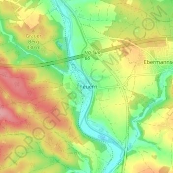 Mappa topografica Theuern, altitudine, rilievo