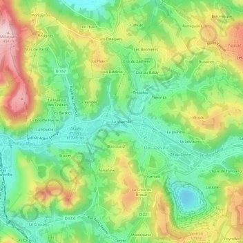 Mappa topografica La Vitarelle, altitudine, rilievo