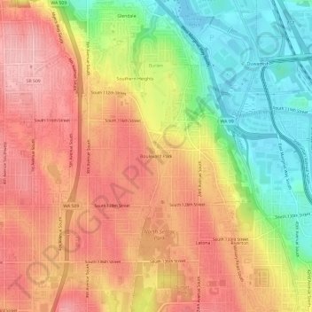 Mappa topografica Boulevard Park, altitudine, rilievo