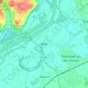 Mappa topografica Wöhr, altitudine, rilievo