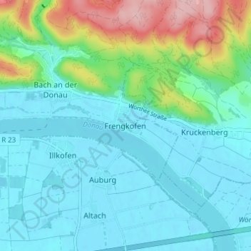 Mappa topografica Frengkofen, altitudine, rilievo