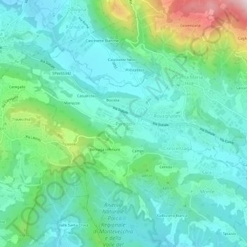 Mappa topografica Perego, altitudine, rilievo