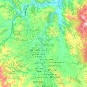 Mappa topografica Las Palmeras, altitudine, rilievo