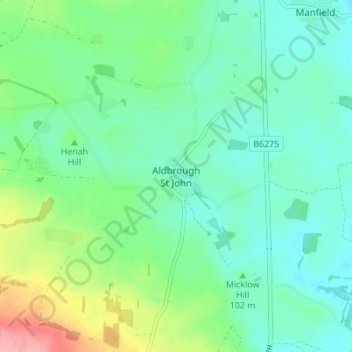 Mappa topografica Aldbrough St John, altitudine, rilievo