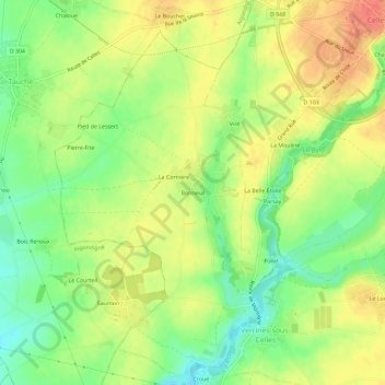 Mappa topografica Bonneuil, altitudine, rilievo