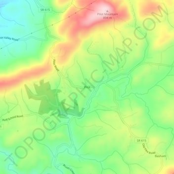 Mappa topografica Pilot, altitudine, rilievo