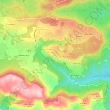 Mappa topografica Rayol, altitudine, rilievo