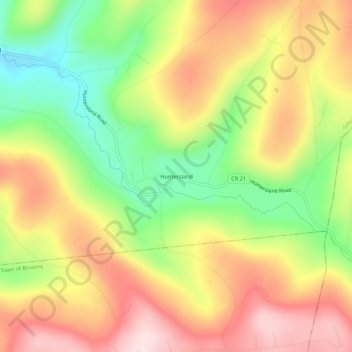 Mappa topografica Huntersland, altitudine, rilievo