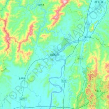 Mappa topografica 融水县, altitudine, rilievo