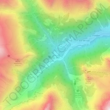 Mappa topografica Forbicina, altitudine, rilievo