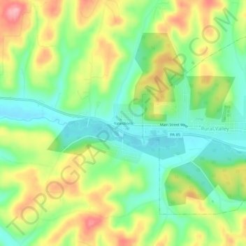 Mappa topografica Yatesboro, altitudine, rilievo