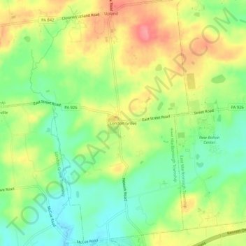 Mappa topografica London Grove, altitudine, rilievo