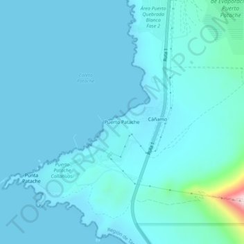 Mappa topografica Puerto Patache, altitudine, rilievo