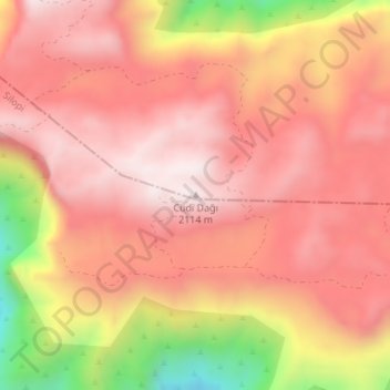 Mappa topografica Mount Judi, altitudine, rilievo
