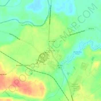 Mappa topografica Hanover, altitudine, rilievo