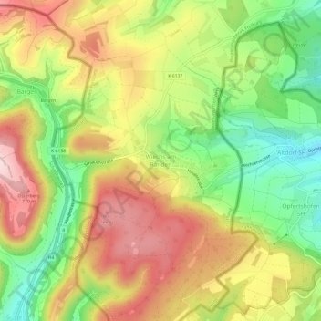 Mappa topografica Wiechs am Randen, altitudine, rilievo