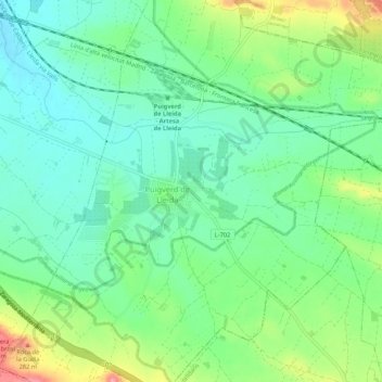 Mappa topografica Puigverd de Lleida, altitudine, rilievo
