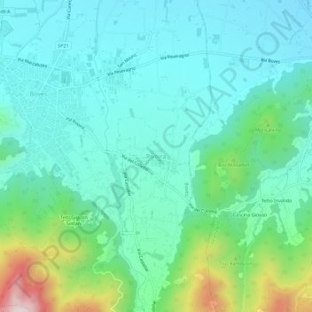 Mappa topografica Rivoira, altitudine, rilievo