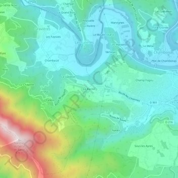 Mappa topografica Le Barret, altitudine, rilievo