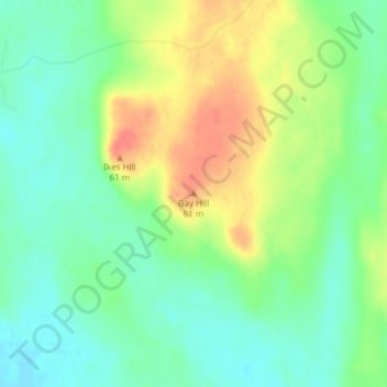Mappa topografica Gay Hill, altitudine, rilievo