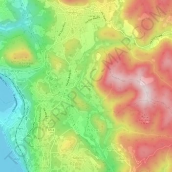 Mappa topografica Pisogno, altitudine, rilievo