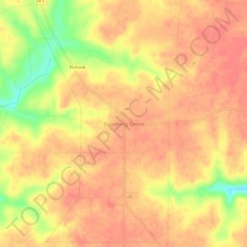 Mappa topografica Blooming Grove, altitudine, rilievo