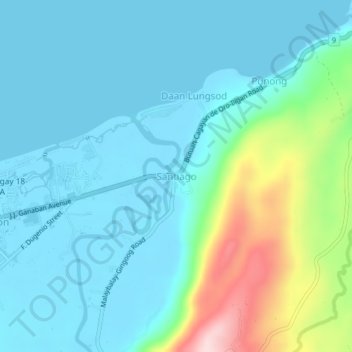 Mappa topografica Santiago, altitudine, rilievo
